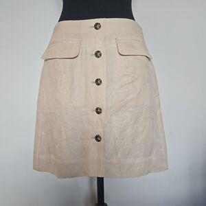 J. Crew Linen Button Front Skirt